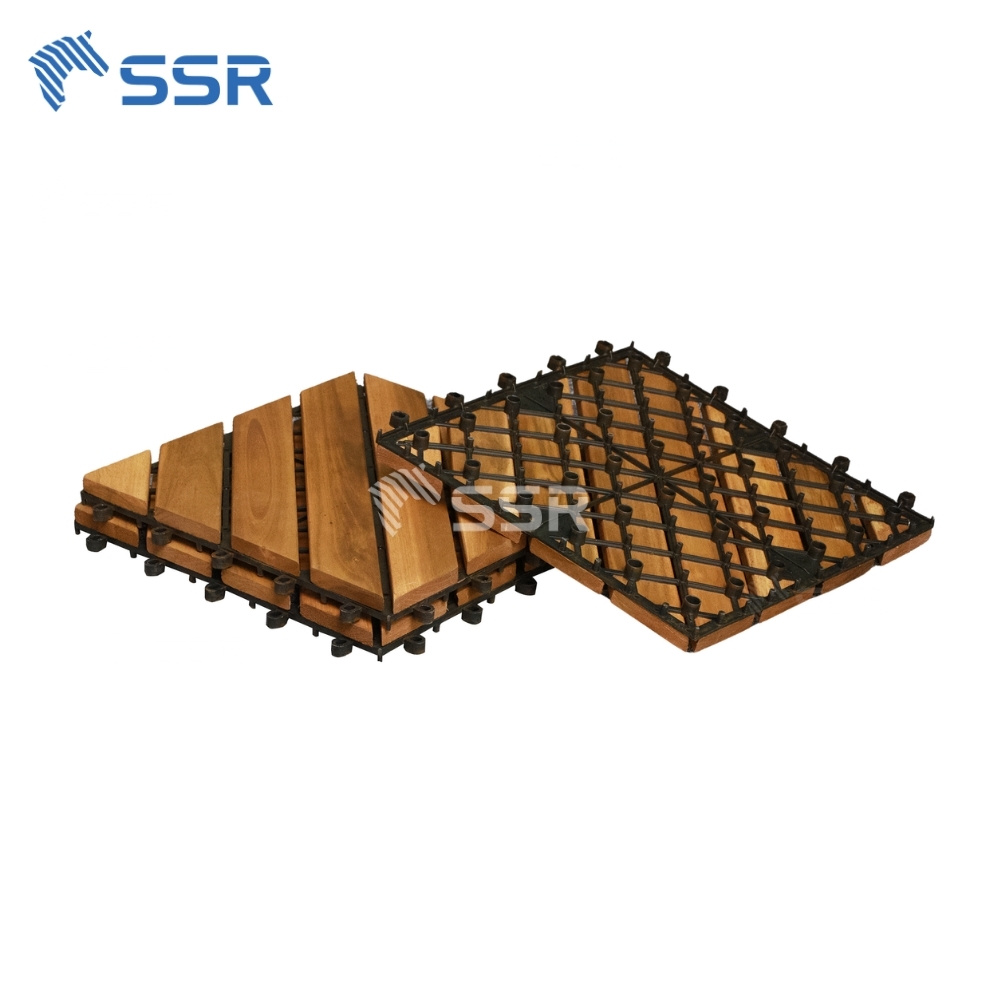 8 slats diagonal acaciawood decking tiles 1