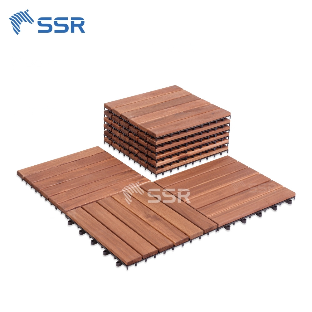 brown 6 slats acacia wood decking tiles 3