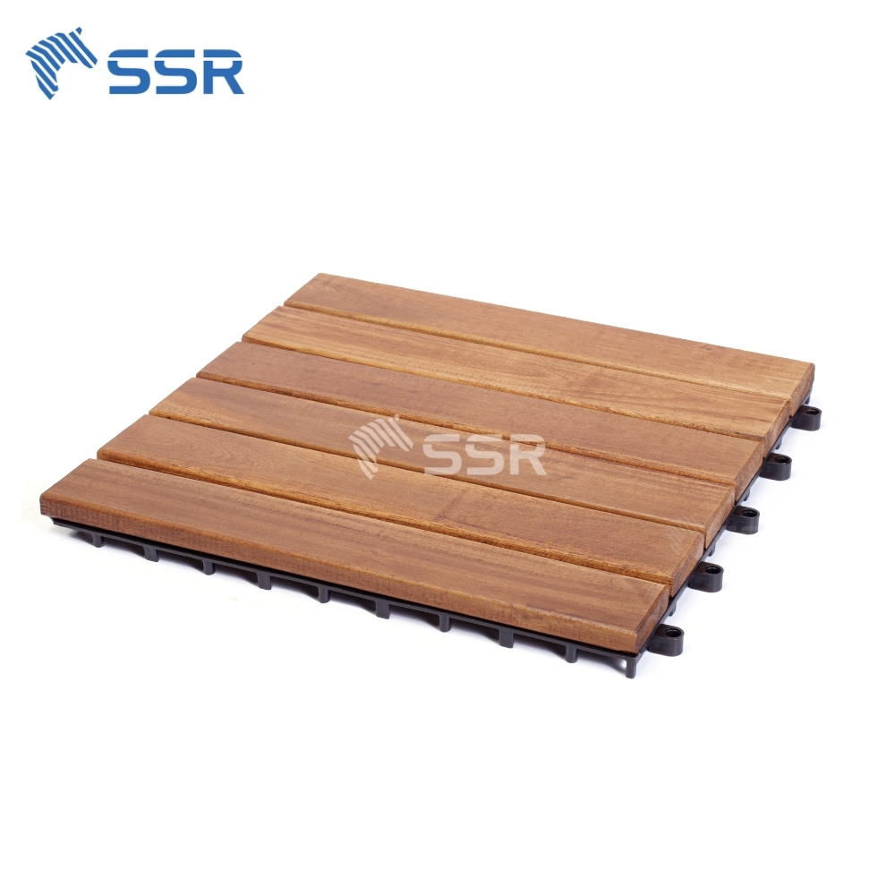 natural 6 slats acaciawood decking tiles for your garden